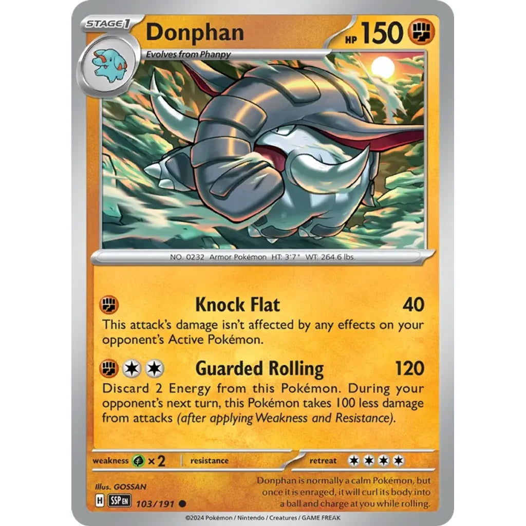 Donphan 103/191 Common Surging Sparks Pokemon Lightly Played (LP) przód
