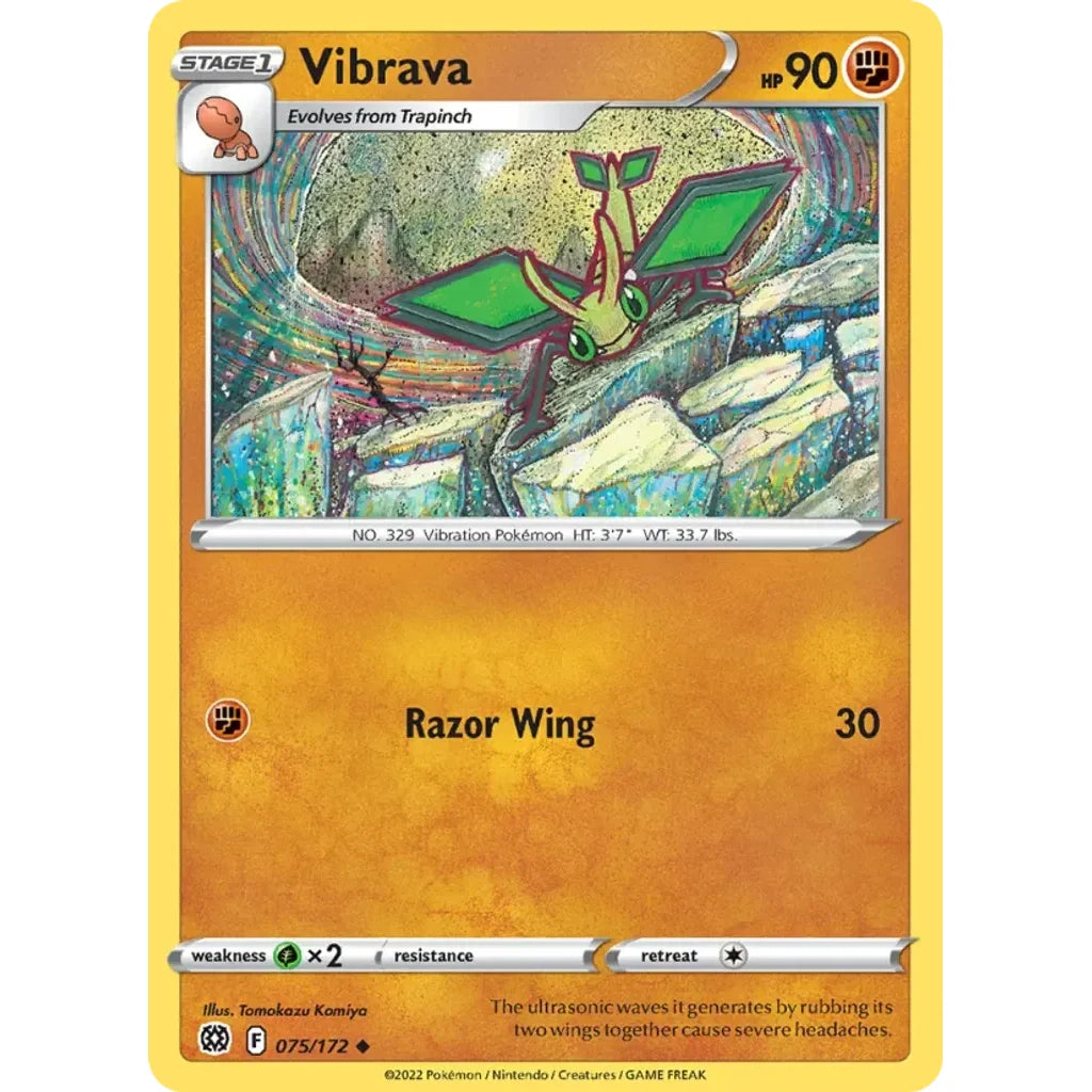 Vibrava 075/172 Uncommon Brilliant Stars Pokemon Lightly Played (LP) przód