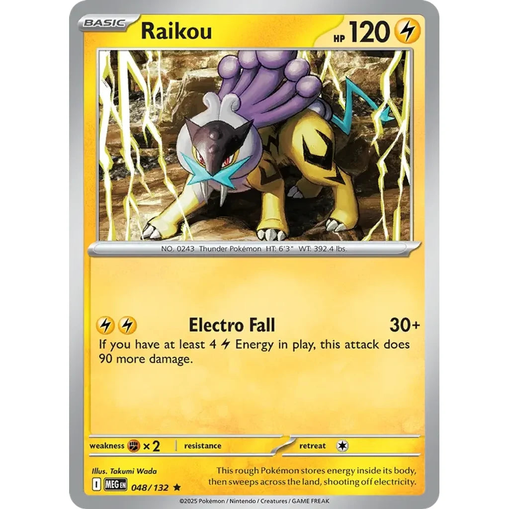 Raikou 048/132 Rare Mega Evolution Pokemon Holo Near Mint (NM) przód