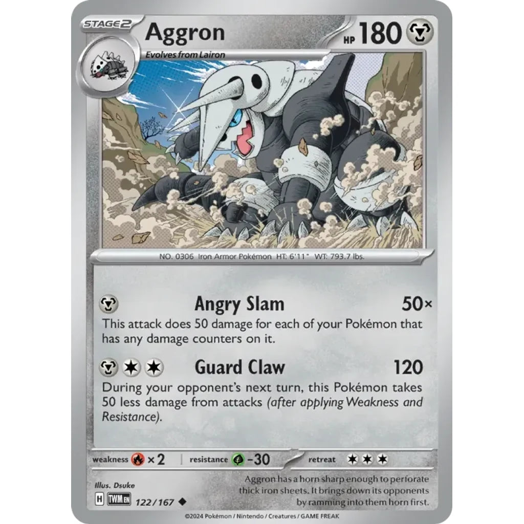 Aggron 122/167 Uncommon Twilight Masquerade Pokemon Near Mint (NM) przód