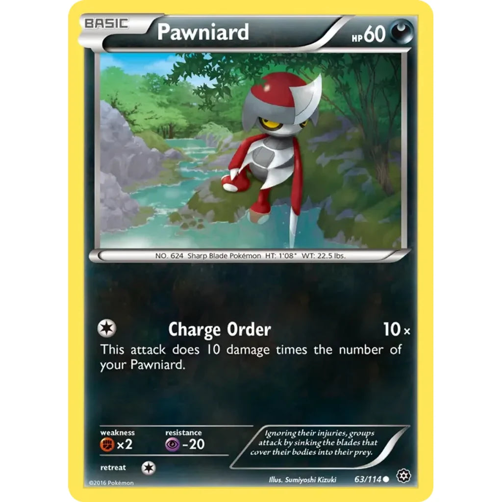 Pawniard 63/114 Common Steam Siege Pokemon Lightly Played (LP) przód