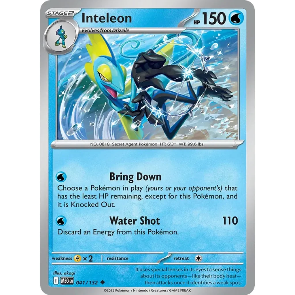 Inteleon 041/132 Uncommon Mega Evolution Pokemon Reverse Holo Near Mint (NM) przód