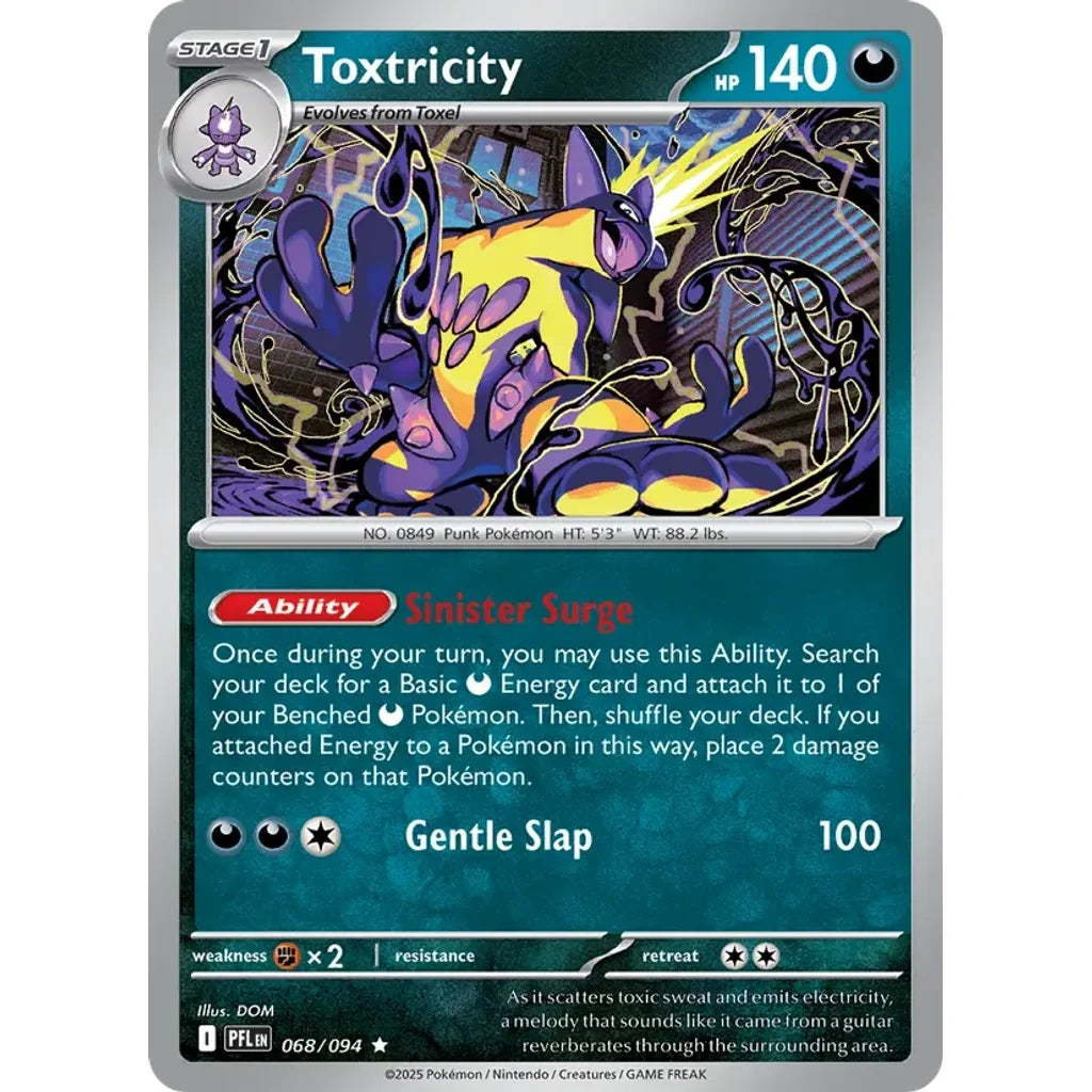 Toxtricity 068/094 Rare Phantasmal Flames Pokemon Holo Near Mint (NM) przód