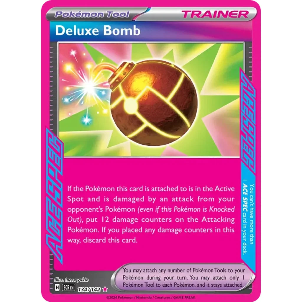 Deluxe Bomb 134/142 ACE SPEC Rare Stellar Crown Pokemon Holo Near Mint (NM) przód