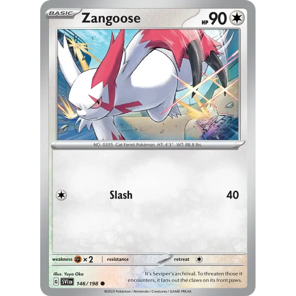 Zangoose 146/198 Common Scarlet &amp; Violet Pokemon Reverse Holo Lightly Played (LP) przód