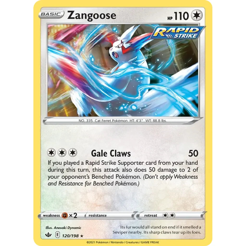 Zangoose 120/198 Rare Chilling Reign Pokemon Near Mint (NM) przód