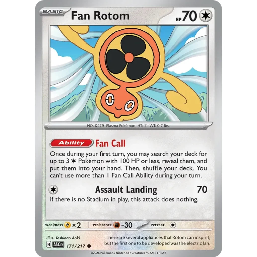Fan Rotom 171/217 Common ME: Ascended Heroes Pokemon Lightly Played (LP) przód