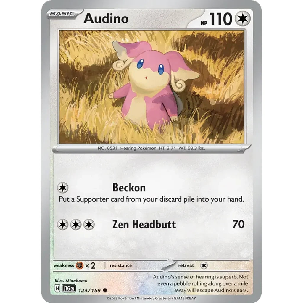 Audino 124/159 Common Journey Together Pokemon Reverse Holo Near Mint (NM) przód