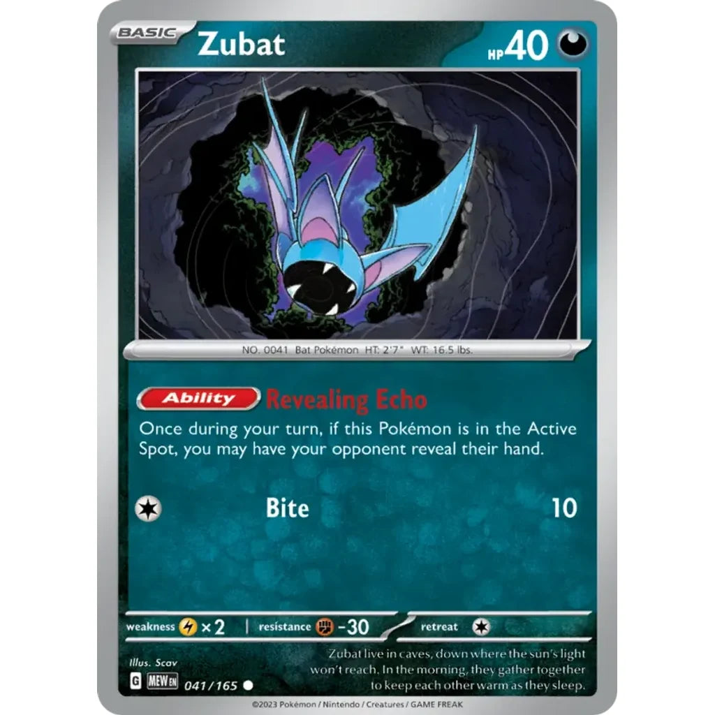Zubat 041/165 Common 151 Pokemon Japanese Near Mint (NM) przód