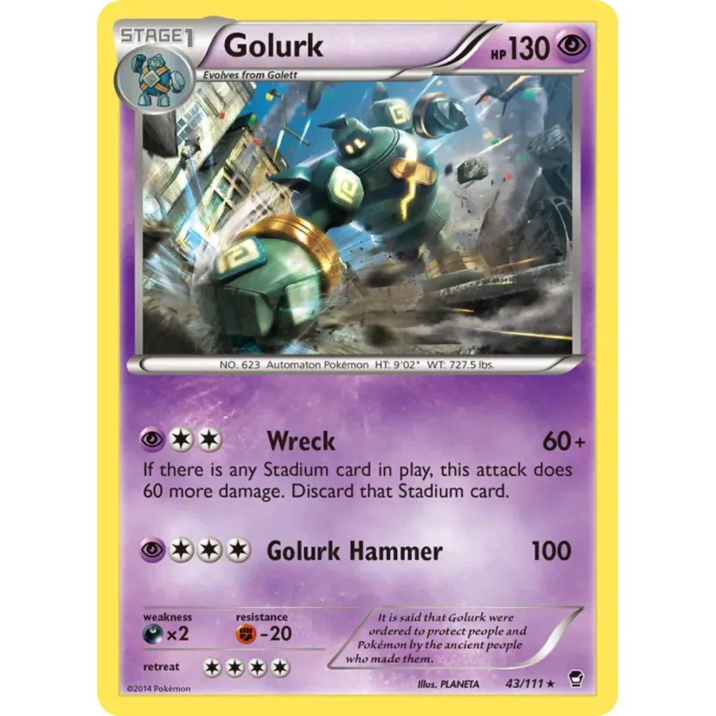 Golurk 43/111 Rare Furious Fists Pokemon Lightly Played (LP) przód