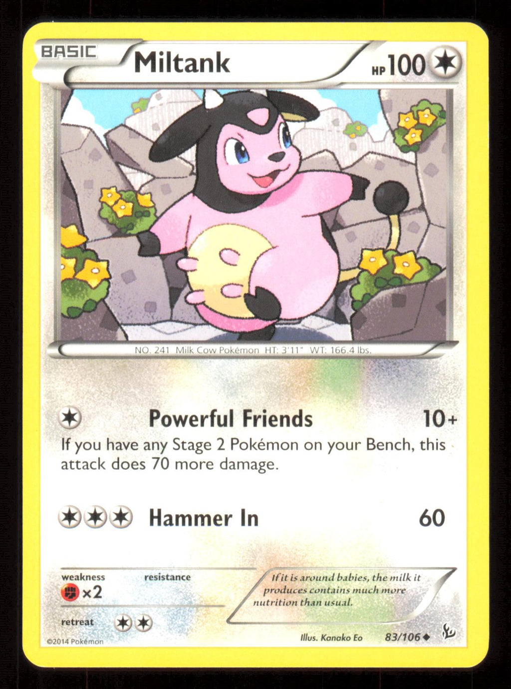 Miltank 83/106 Uncommon Flashfire Pokemon Lightly Played (LP) przód