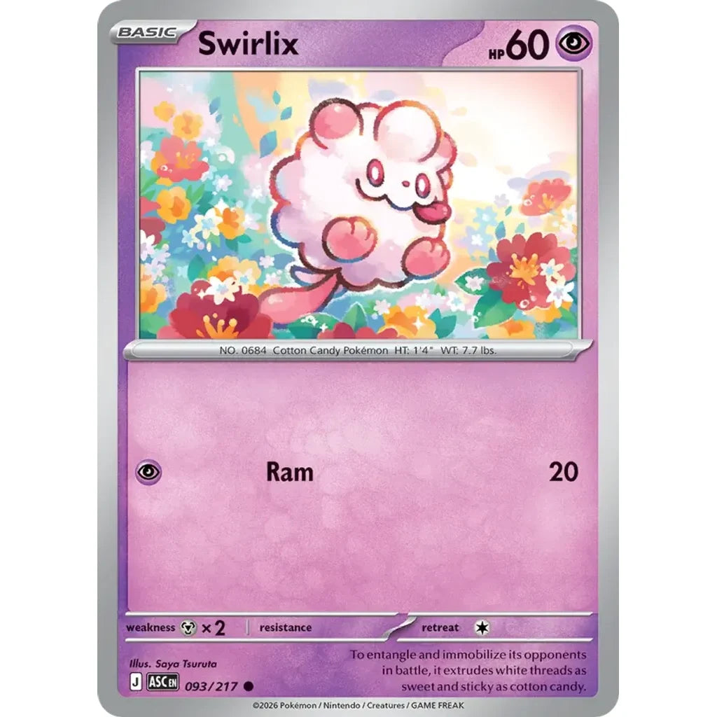 Swirlix 093/217 Common ME: Ascended Heroes Pokemon Lightly Played (LP) przód