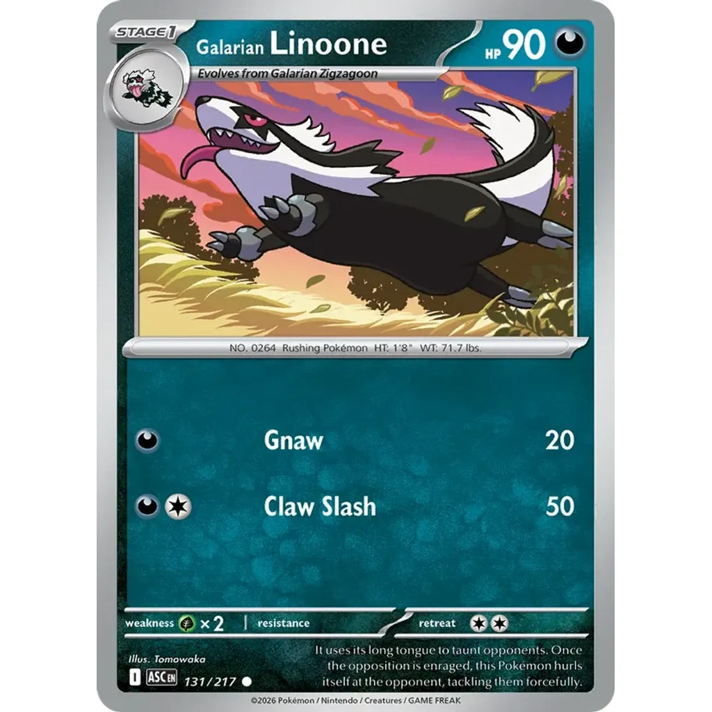 Galarian Linoone 131/217 Common ME: Ascended Heroes Pokemon Lightly Played (LP) przód