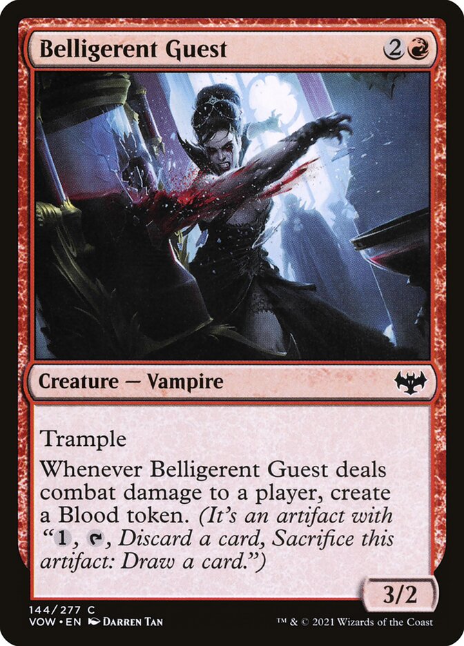 Belligerent Guest 144 Common Innistrad: Crimson Vow Magic: The Gathering Near Mint (NM) przód