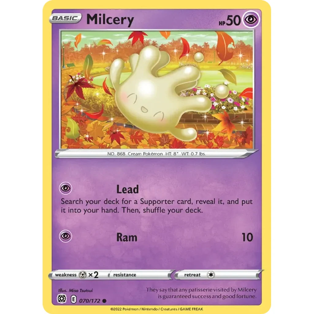 Milcery 070/172 Common Brilliant Stars Pokemon Lightly Played (LP) przód