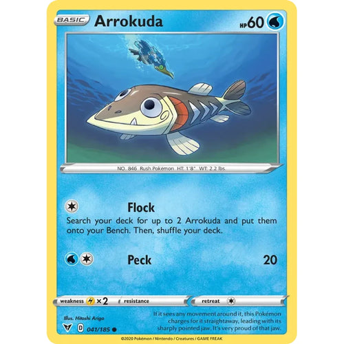 Arrokuda 041/185 Common Vivid Voltage Pokemon Lightly Played (LP) przód