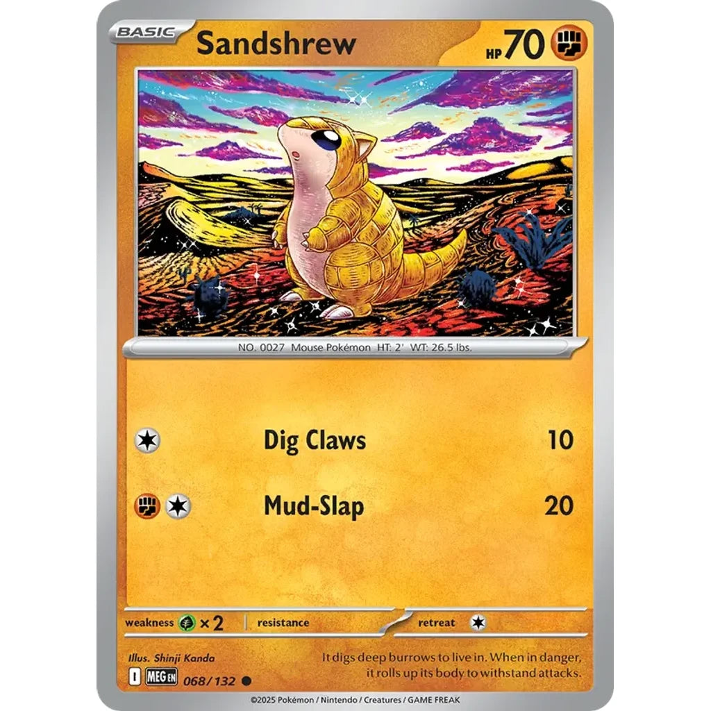 Sandshrew 068/132 Common Mega Evolution Pokemon Near Mint (NM) przód
