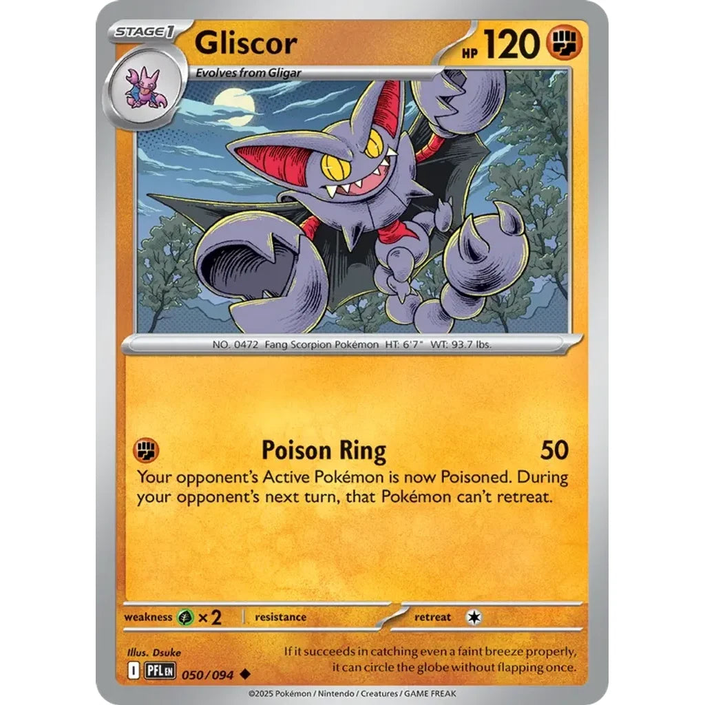 Gliscor 050/094 Uncommon Phantasmal Flames Pokemon Reverse Holo Near Mint (NM) przód