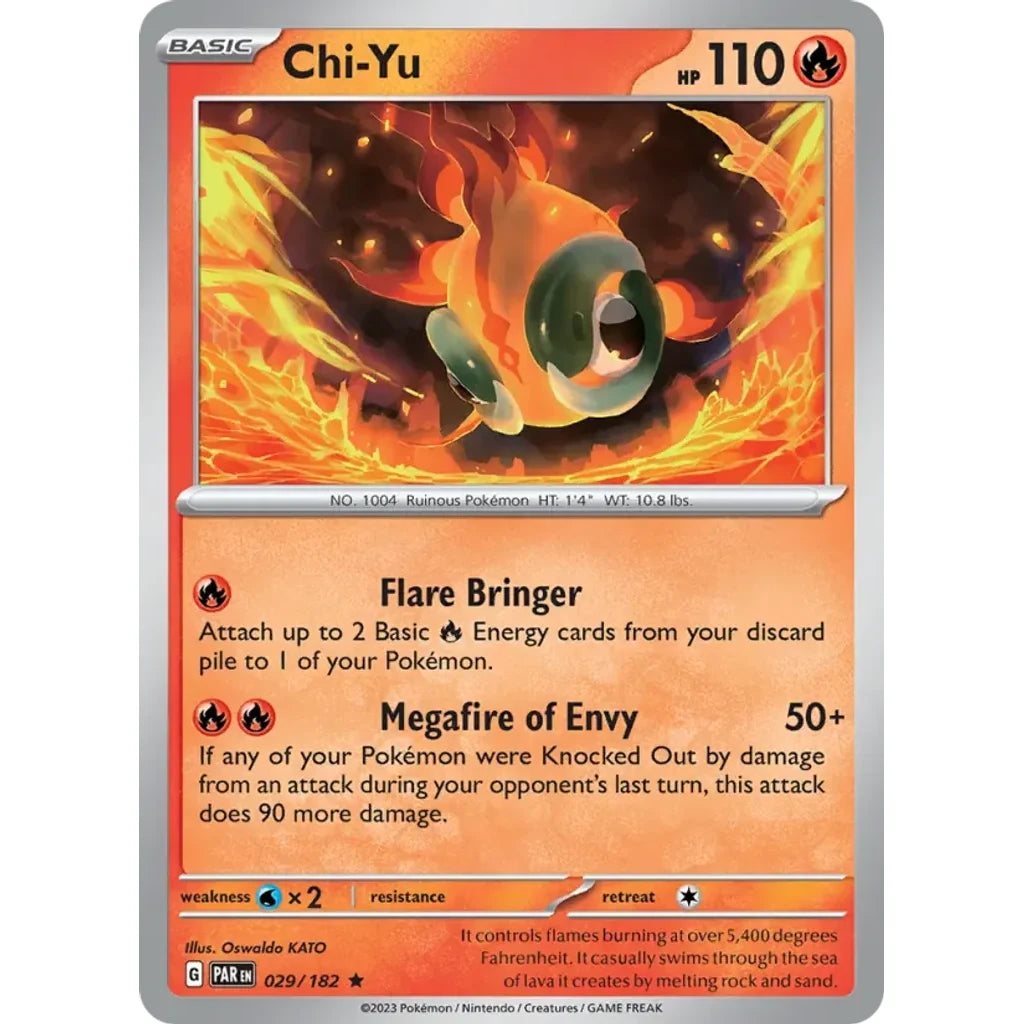 Chi-Yu 029/182 Rare Paradox Rift Pokemon Reverse Holo Lightly Played (LP) przód
