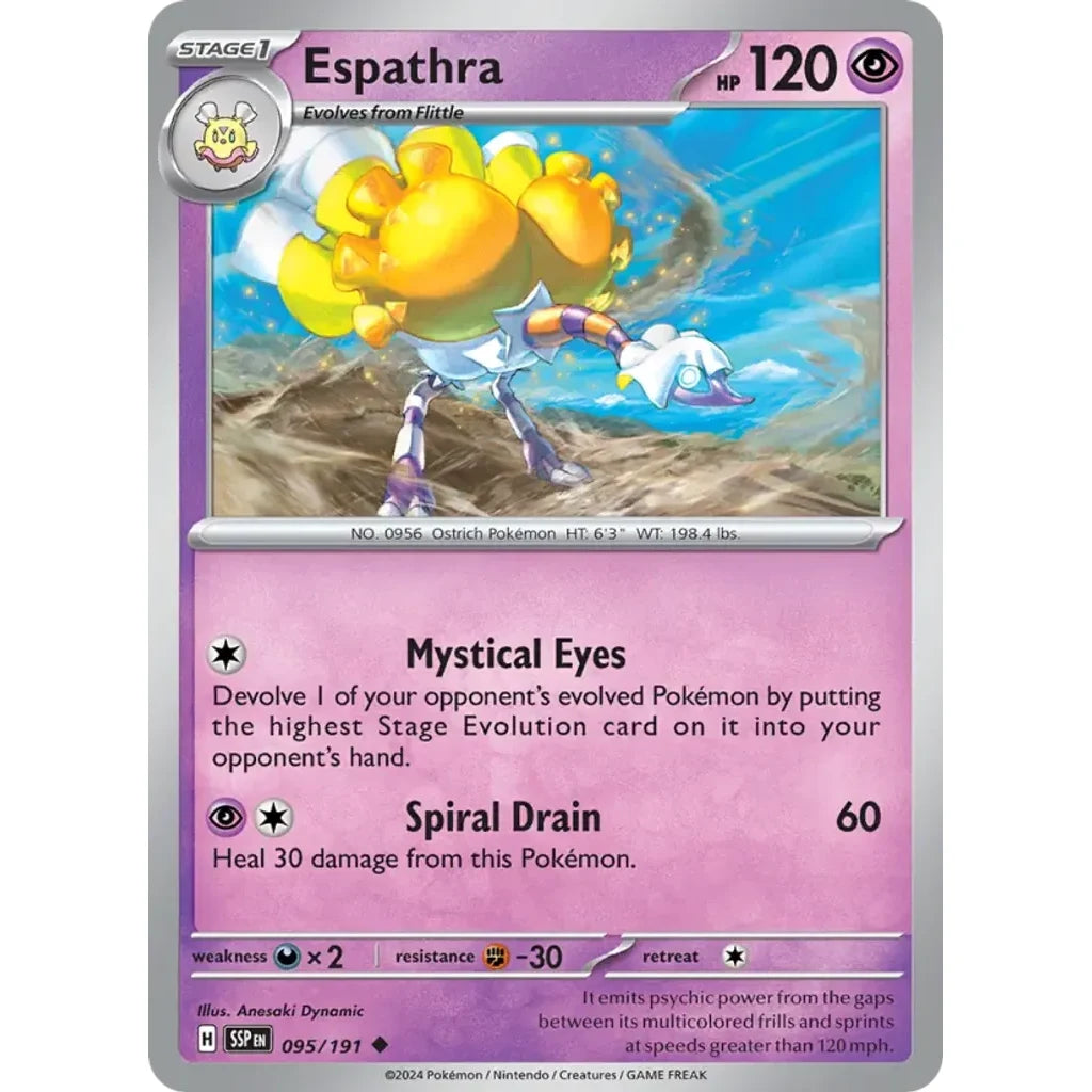 Espathra 095/191 Uncommon Surging Sparks Pokemon Reverse Holo Near Mint (NM) przód
