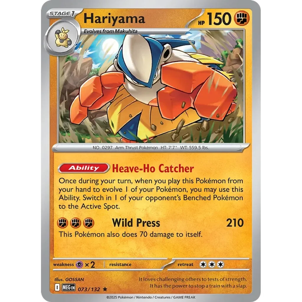 Hariyama 073/132 Rare Mega Evolution Pokemon Holo Near Mint (NM) przód