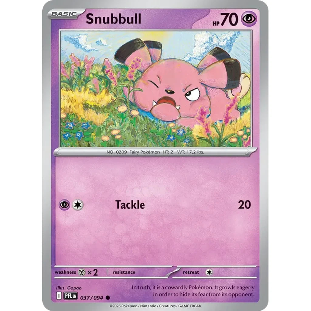 Snubbull 037/094 Common Phantasmal Flames Pokemon Reverse Holo Near Mint (NM) przód