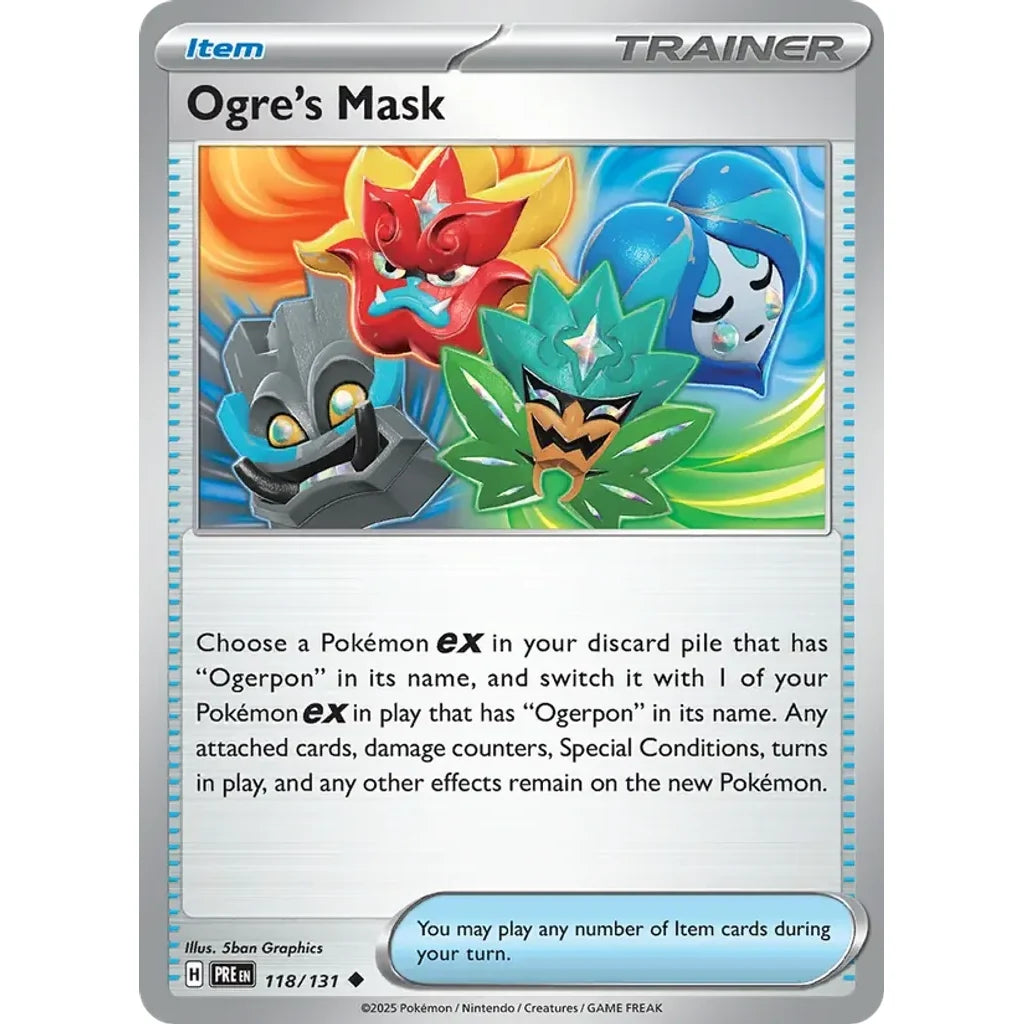 Ogre's Mask 118/131 Uncommon SV: Prismatic Evolutions Pokemon Near Mint (NM) przód