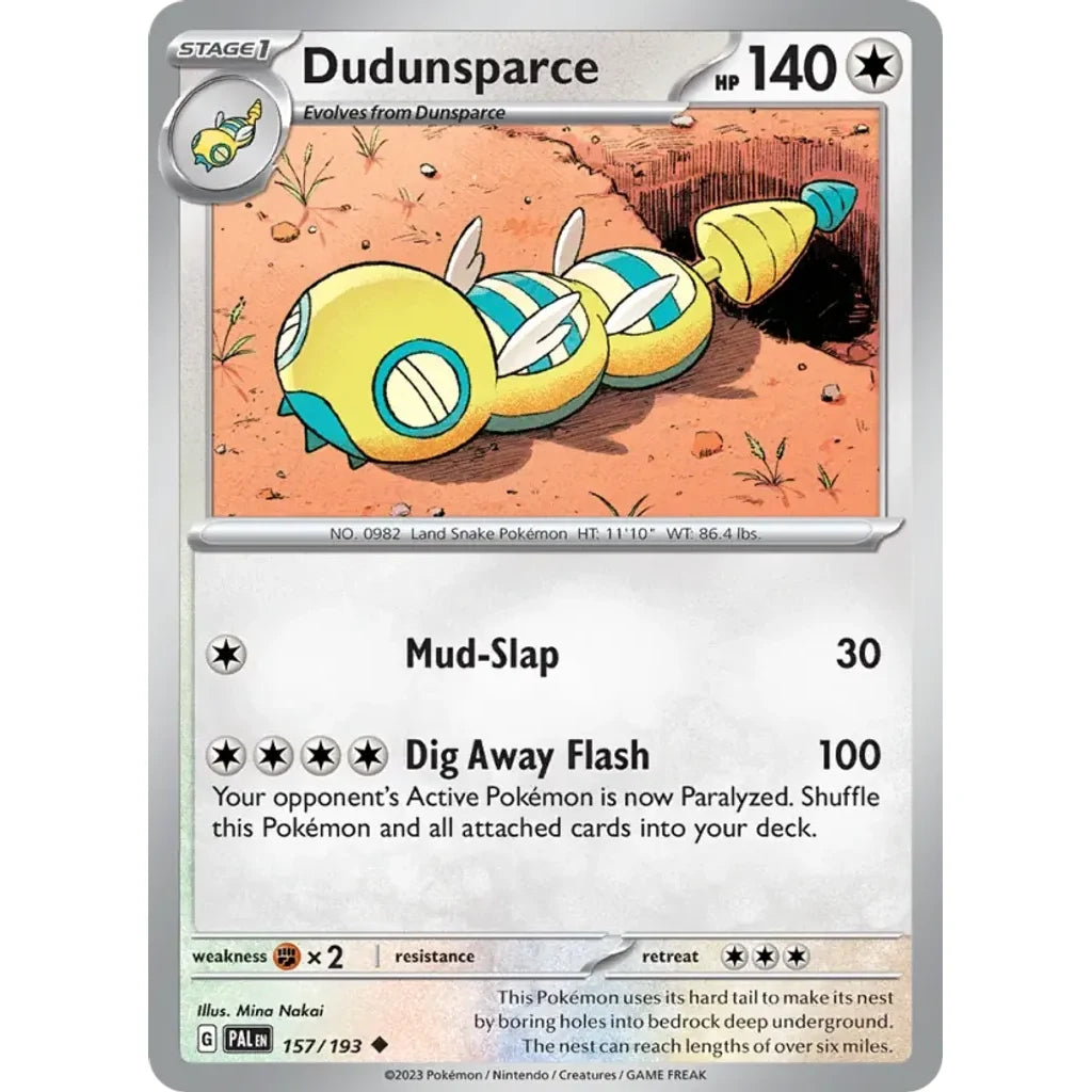 Dudunsparce 157/193 Uncommon Paldea Evolved Pokemon Lightly Played (LP) przód