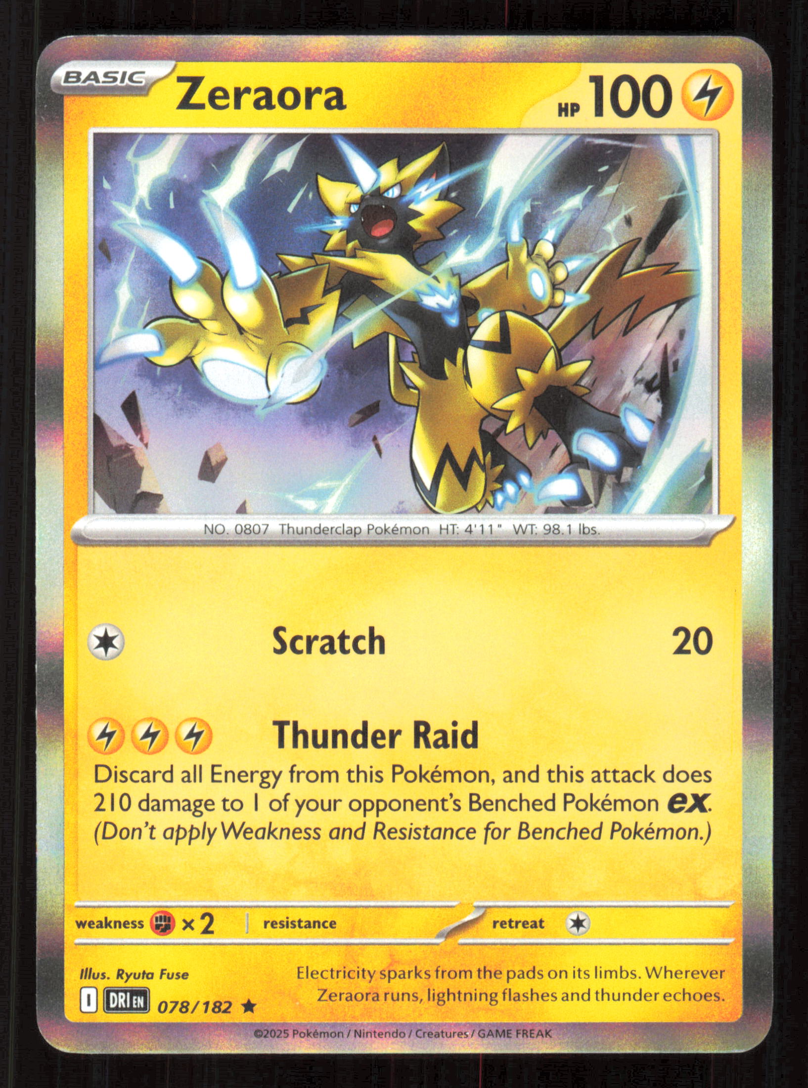 Zeraora Rare SV10: Destined Rivals 078/182 Near Mint (NM) przód