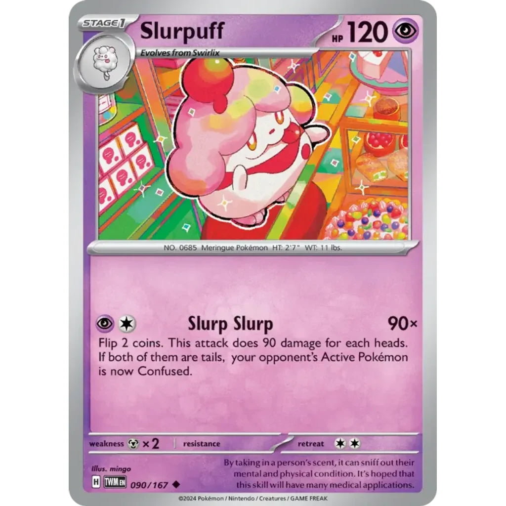 Slurpuff 090/167 Uncommon Twilight Masquerade Pokemon Reverse Holo Near Mint (NM) przód