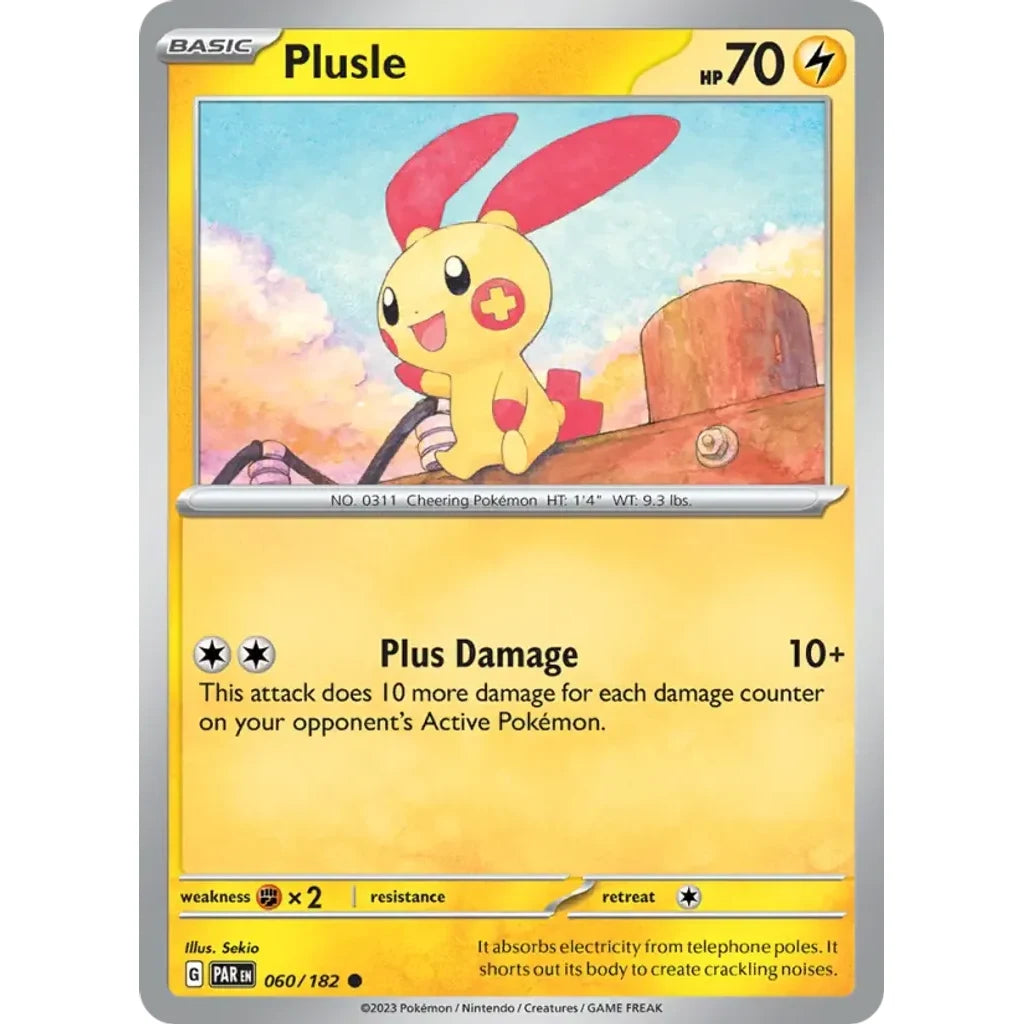 Plusle 060/182 Common Paradox Rift Pokemon Lightly Played (LP) przód
