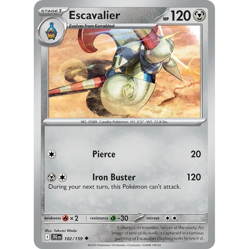 Escavalier 102/159 Uncommon Journey Together Pokemon Near Mint (NM) przód