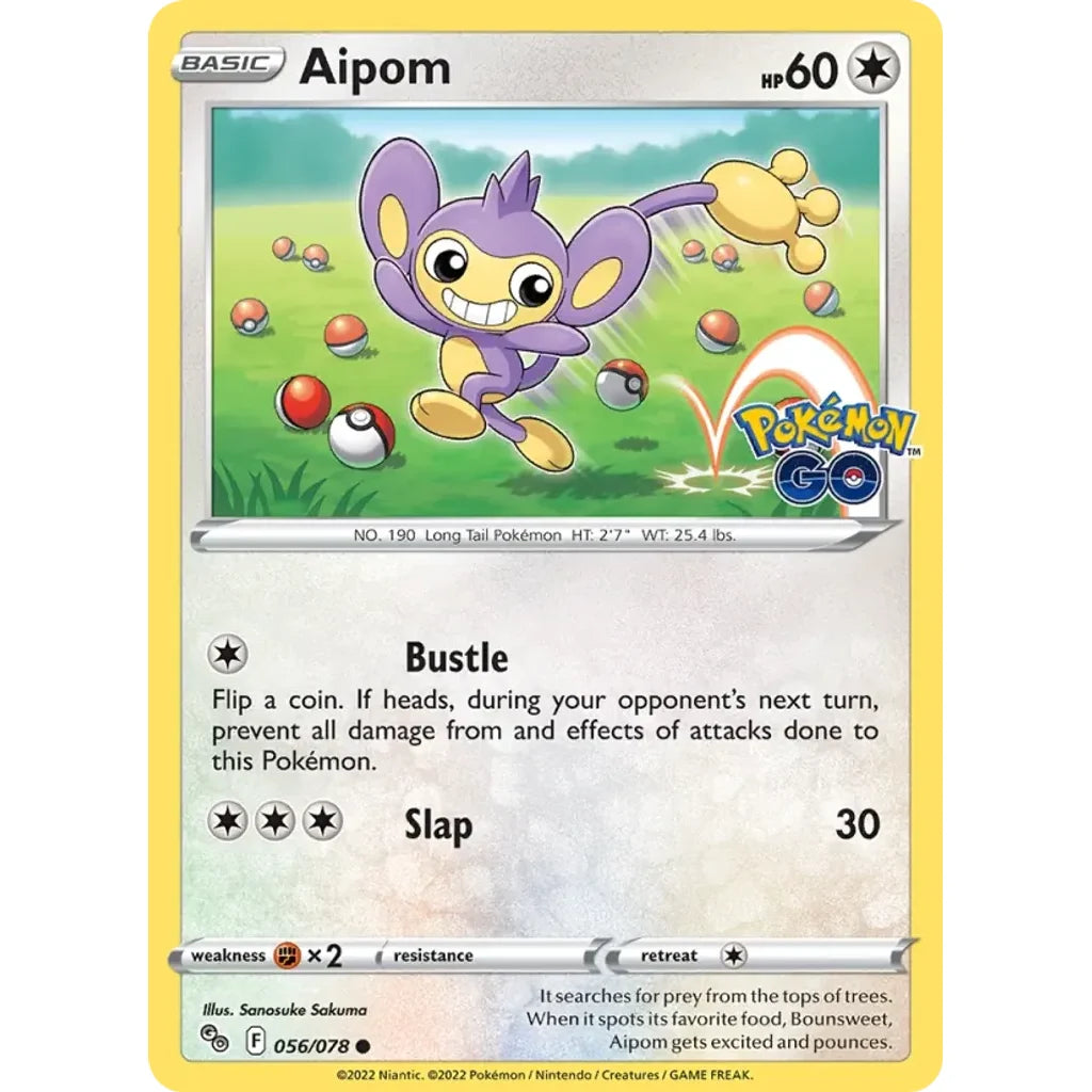 Aipom 056/078 Common Pokemon GO Pokemon Lightly Played (LP) przód