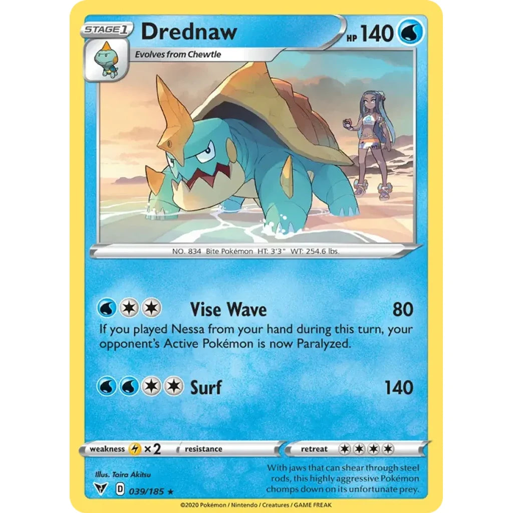 Drednaw 039/185 Rare Vivid Voltage Pokemon Reverse Holo Lightly Played (LP) przód