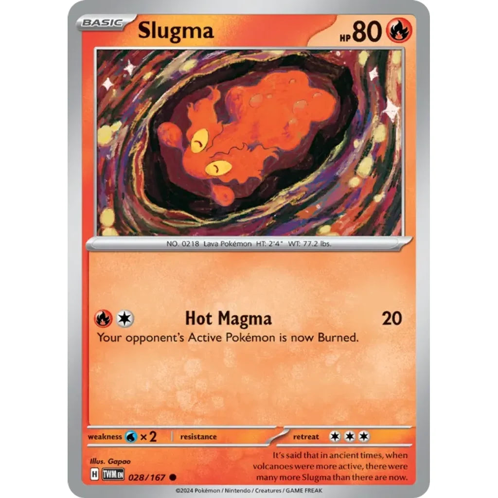 Slugma 028/167 Common Twilight Masquerade Pokemon Near Mint (NM) przód