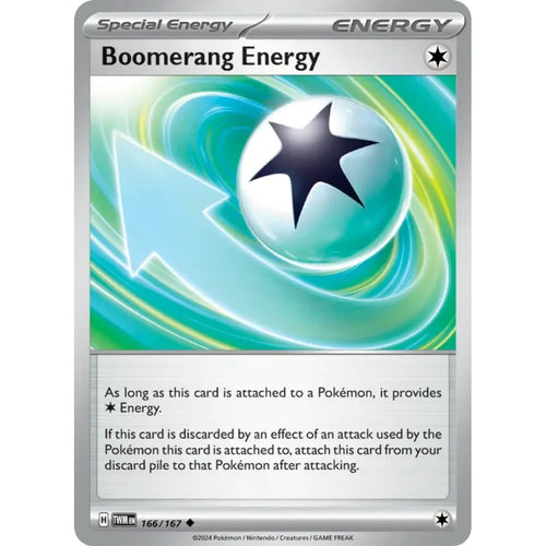 Boomerang Energy 166/167 Uncommon Twilight Masquerade Pokemon Reverse Holo Near Mint (NM) przód