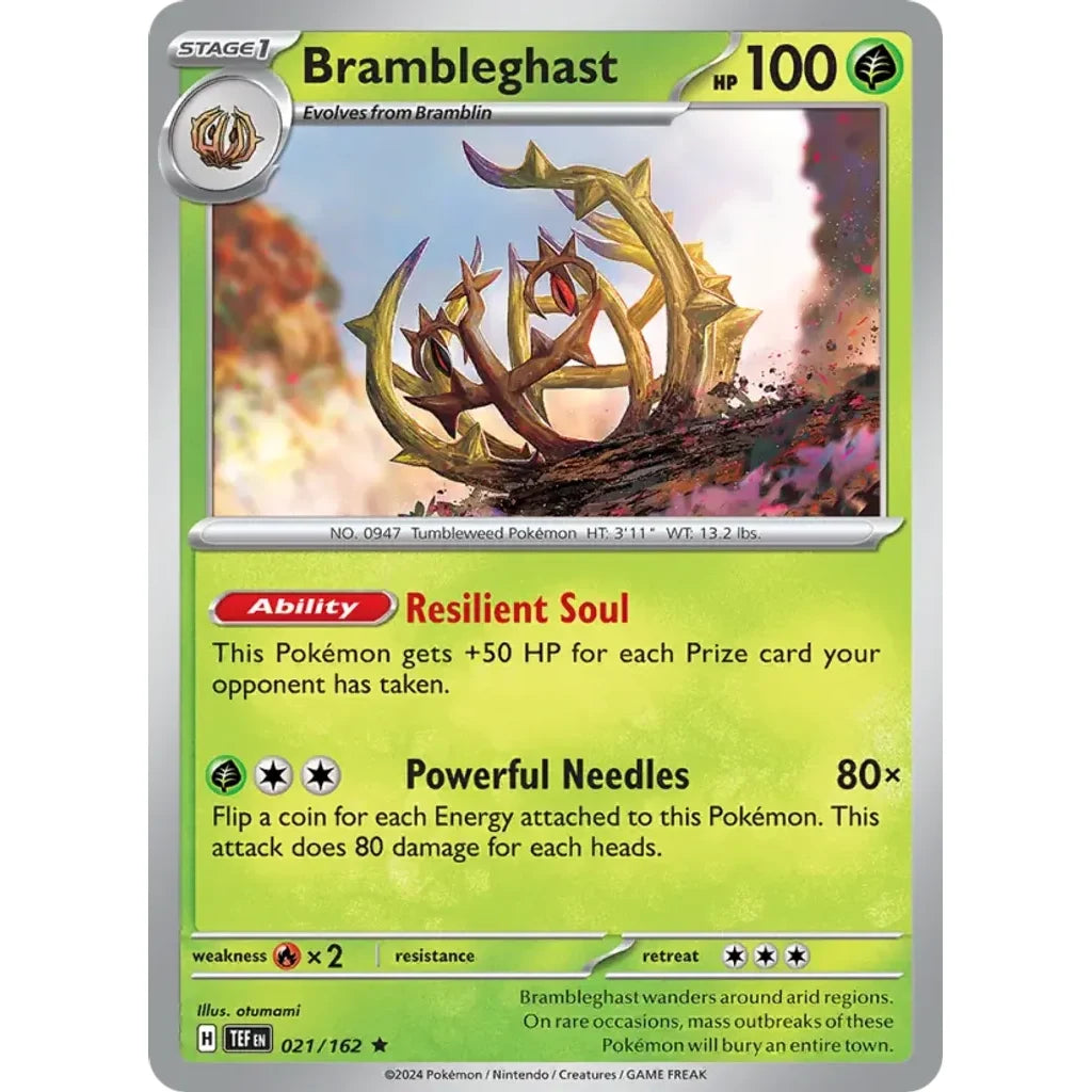 Brambleghast 021/162 Rare Temporal Forces Pokemon Holo Near Mint (NM) przód