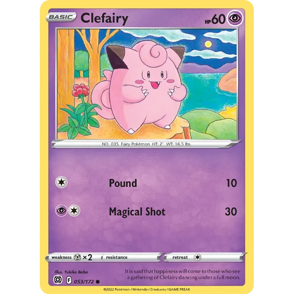 Clefairy 053/172 Common Brilliant Stars Pokemon Near Mint (NM) przód