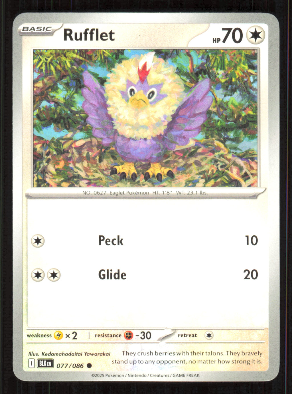 Rufflet Common SV: Black Bolt 077/086 Near Mint (NM) przód