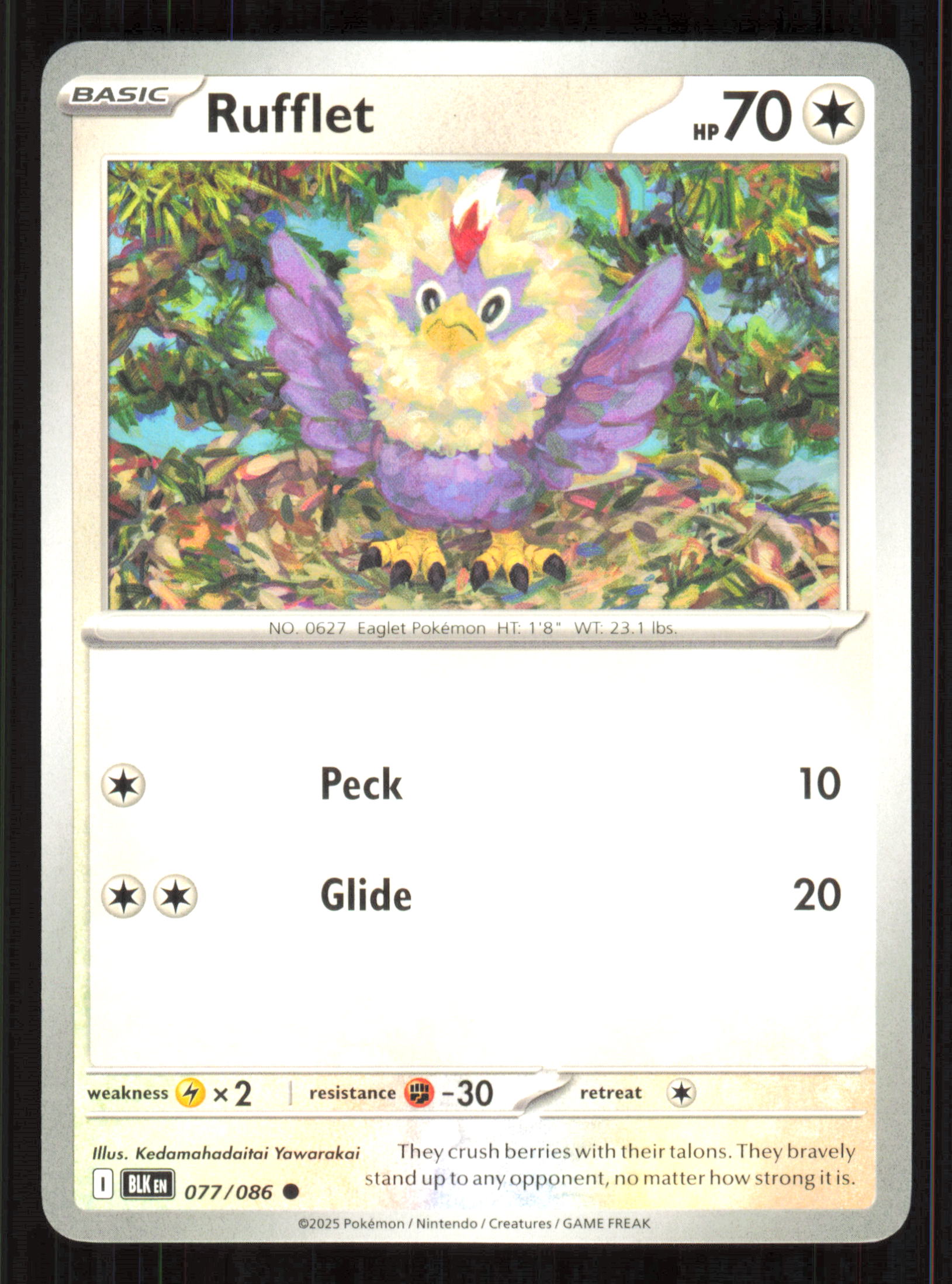 Rufflet Common SV: Black Bolt 077/086 Near Mint (NM) przód