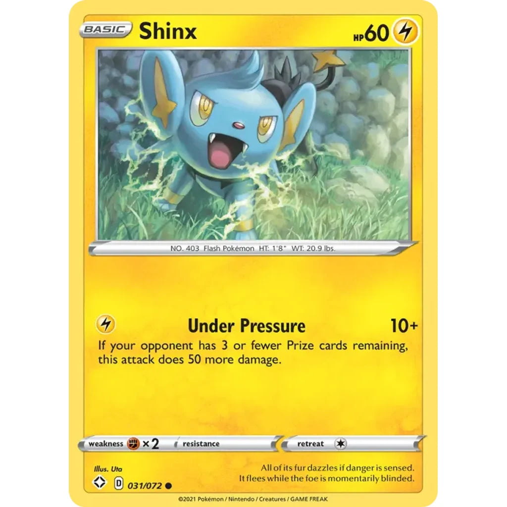 Shinx 031/072 Common Shining Fates Pokemon Lightly Played (LP) przód