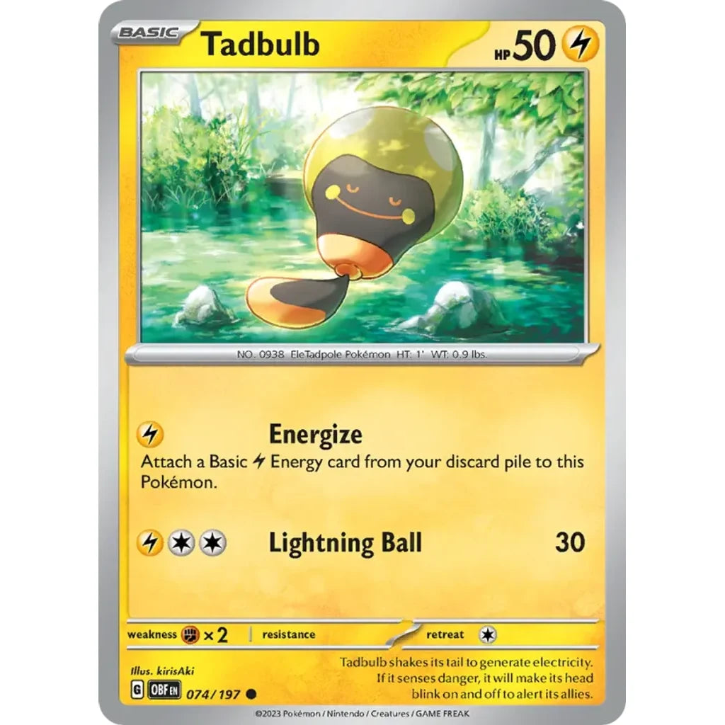 Tadbulb 074/197 Common Obsidian Flames Pokemon Lightly Played (LP) przód