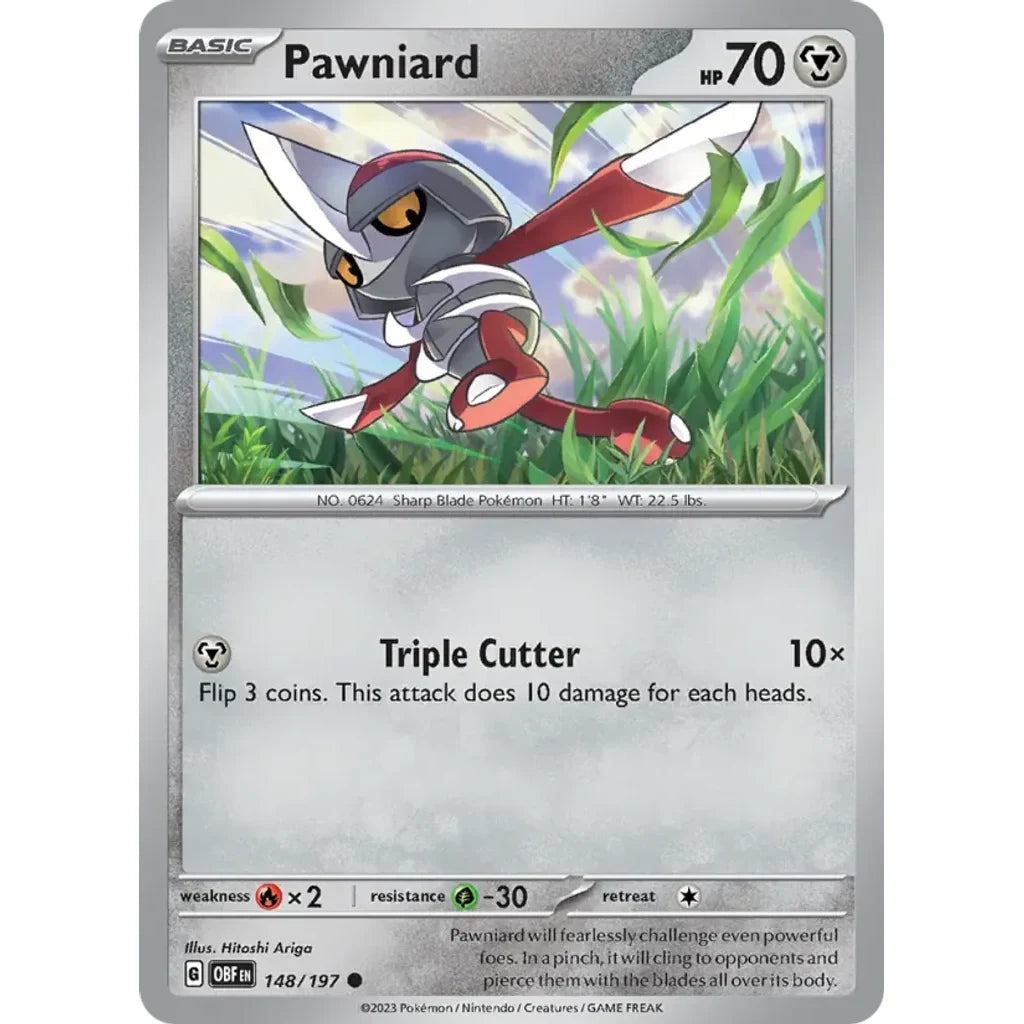 Pawniard 148/197 Common Obsidian Flames Pokemon Near Mint (NM) przód
