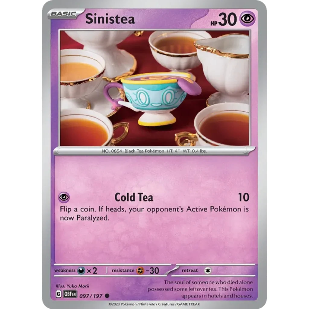 Sinistea 097/197 Common Obsidian Flames Pokemon Reverse Holo Near Mint (NM) przód