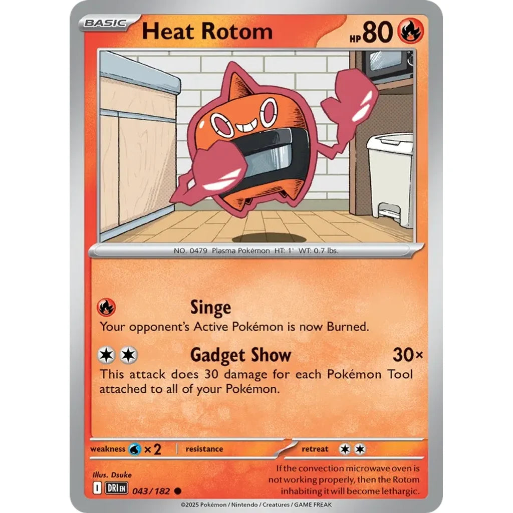 Heat Rotom 043/182 Common Destined Rivals Pokemon Lightly Played (LP) przód