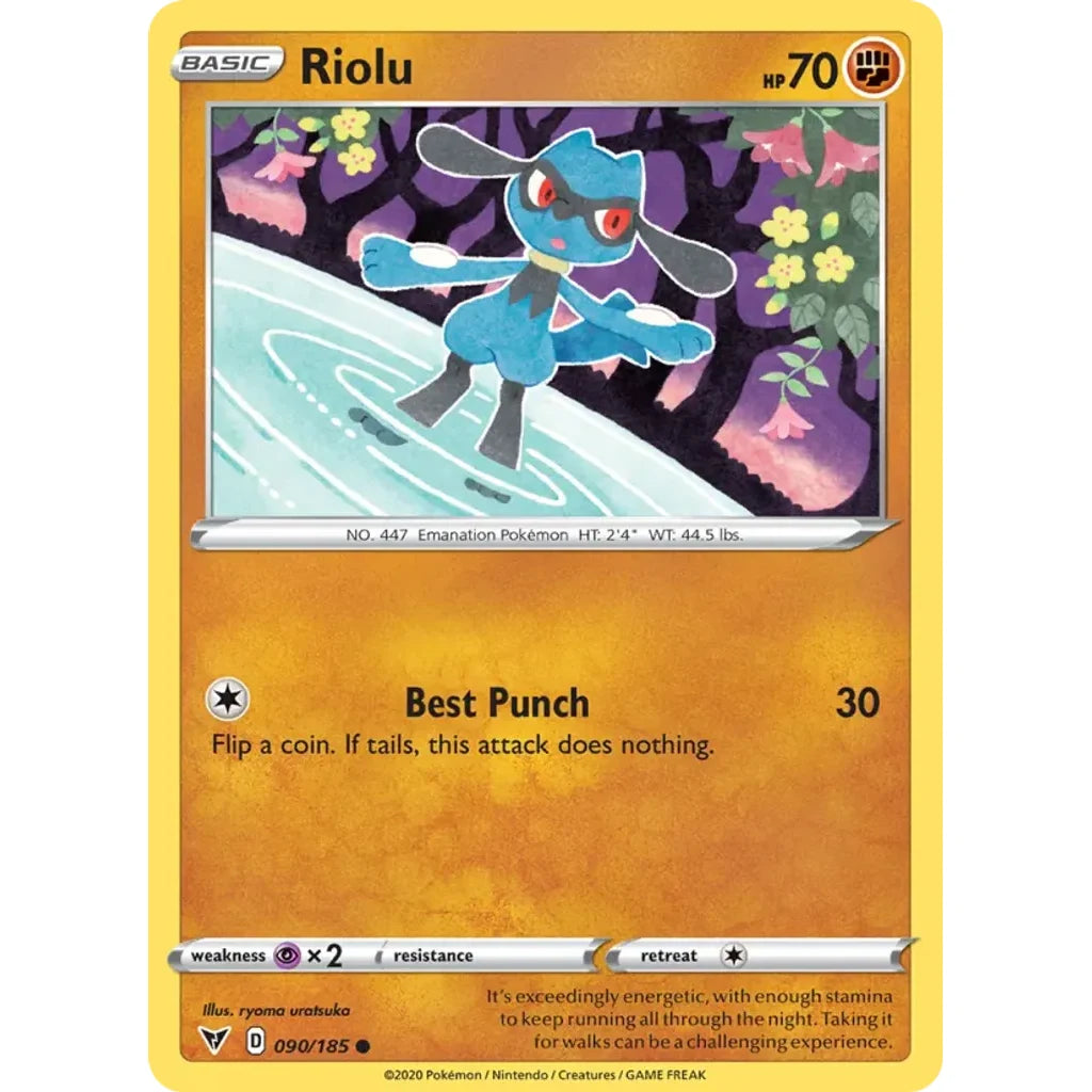 Riolu 090/185 Common Vivid Voltage Pokemon Near Mint (NM) przód