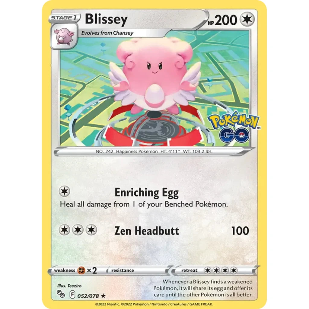 Blissey 052/078 Holo Rare Pokemon GO Pokemon Reverse Holo Near Mint (NM) przód