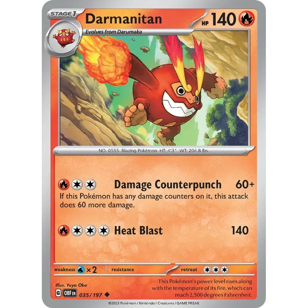 Darmanitan 035/197 Uncommon Obsidian Flames Pokemon Near Mint (NM) przód