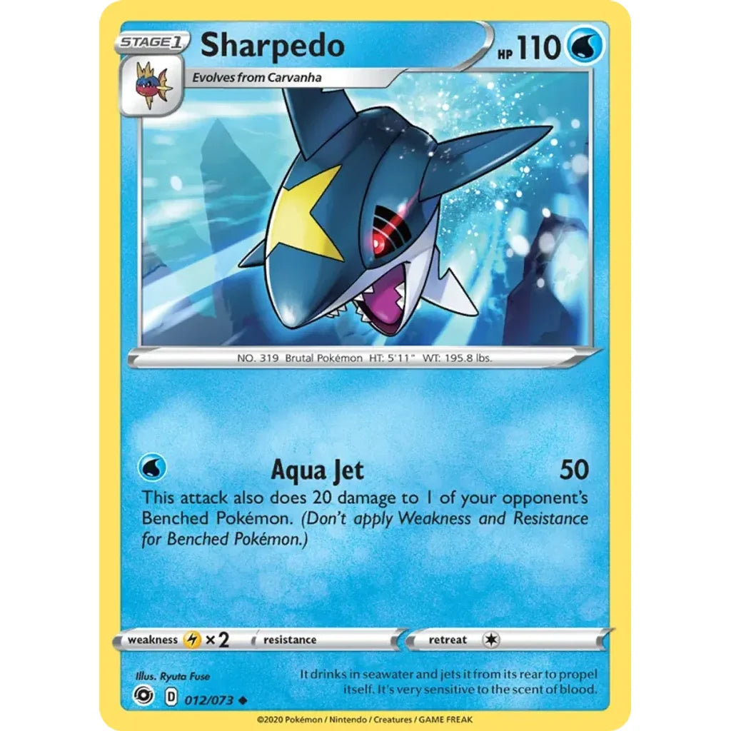 Sharpedo 012/073 Uncommon Champion's Path Pokemon Near Mint (NM) przód