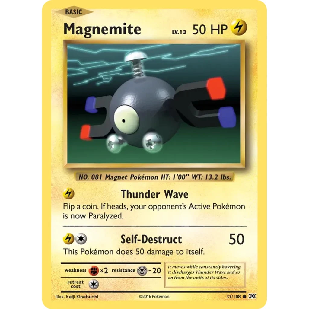 Magnemite 37/108 Common Evolutions Pokemon Reverse Holo Near Mint (NM) przód